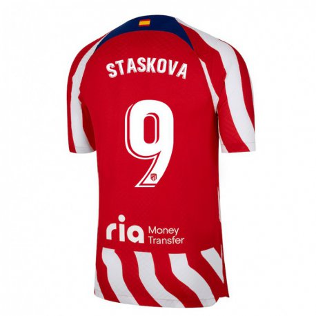 Kandiny Férfi Andrea Staskova #9 Piros Fehér Kék Hazai Jersey 2022/23 Mez Póló Ing