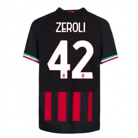 Kandiny Férfi Kevin Zeroli #42 Fekete Piros Hazai Jersey 2022/23 Mez Póló Ing