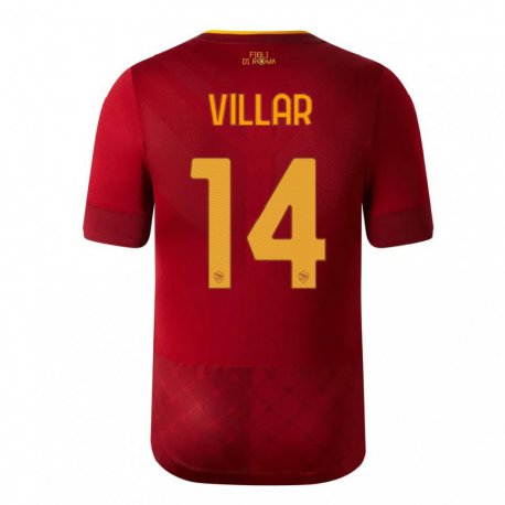 Kandiny Férfi Gonzalo Villar #14 Barna Vörös Hazai Jersey 2022/23 Mez Póló Ing