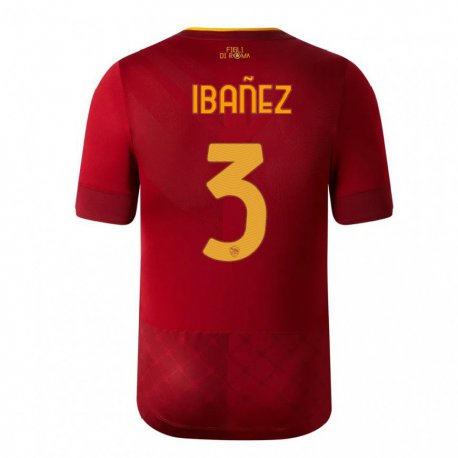 Kandiny Férfi Roger Ibanez #3 Barna Vörös Hazai Jersey 2022/23 Mez Póló Ing