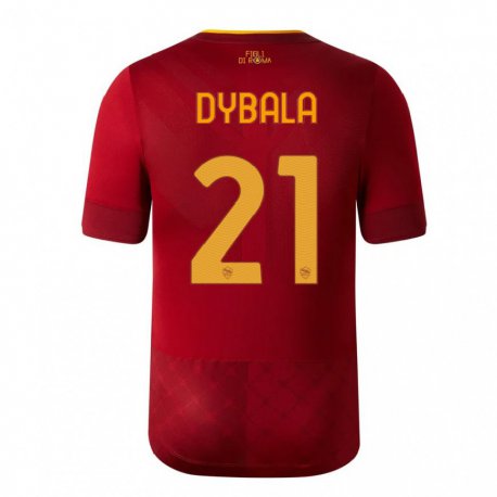 Kandiny Férfi Paulo Dybala #21 Barna Vörös Hazai Jersey 2022/23 Mez Póló Ing