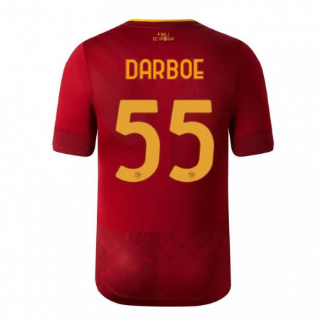 Kandiny Férfi Ebrima Darboe #55 Barna Vörös Hazai Jersey 2022/23 Mez Póló Ing