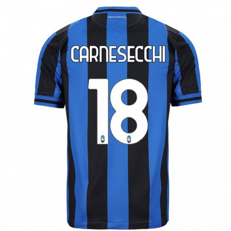 Kandiny Férfi Marco Carnesecchi #18 Kék Fekete Hazai Jersey 2022/23 Mez Póló Ing