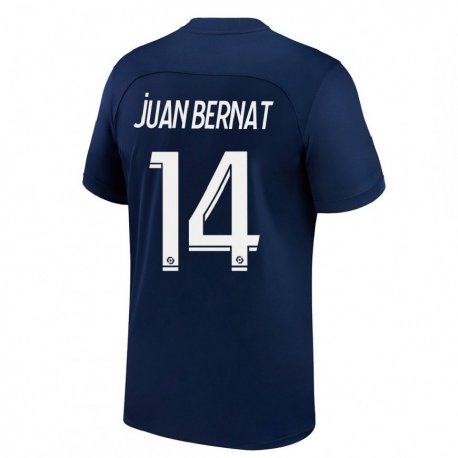 Kandiny Férfi Juan Bernat #14 Sötét Kék Piros Hazai Jersey 2022/23 Mez Póló Ing