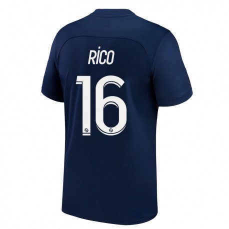 Kandiny Férfi Sergio Rico #16 Sötét Kék Piros Hazai Jersey 2022/23 Mez Póló Ing