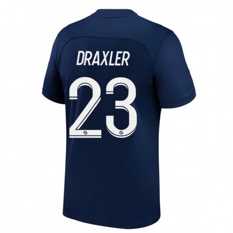 Kandiny Férfi Julian Draxler #23 Sötét Kék Piros Hazai Jersey 2022/23 Mez Póló Ing
