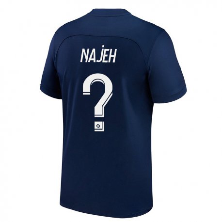 Kandiny Férfi Kais Najeh #0 Sötét Kék Piros Hazai Jersey 2022/23 Mez Póló Ing