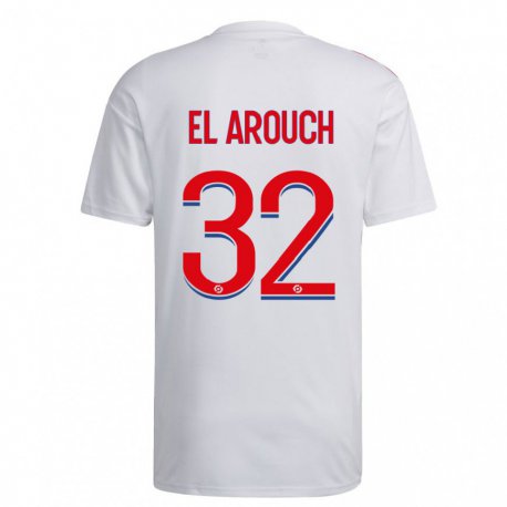Kandiny Férfi Mohamed El Arouch #32 Fehér Kék Piros Hazai Jersey 2022/23 Mez Póló Ing