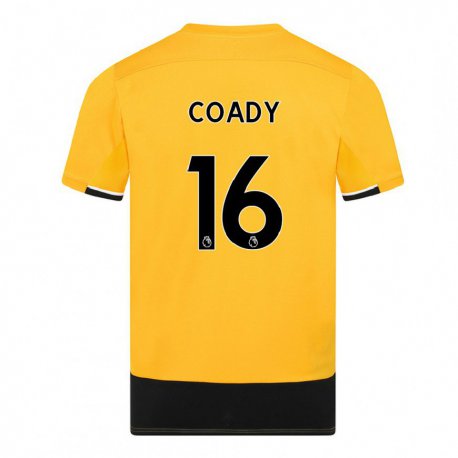 Kandiny Férfi Conor Coady #16 Sárga Fekete Hazai Jersey 2022/23 Mez Póló Ing