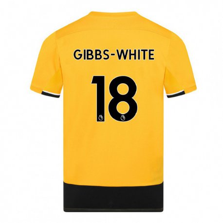 Kandiny Férfi Morgan Gibbs-white #18 Sárga Fekete Hazai Jersey 2022/23 Mez Póló Ing