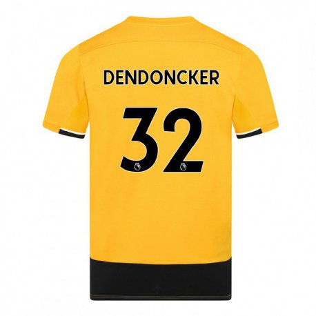 Kandiny Férfi Leander Dendoncker #32 Sárga Fekete Hazai Jersey 2022/23 Mez Póló Ing