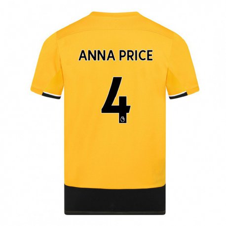 Kandiny Férfi Anna Price #4 Sárga Fekete Hazai Jersey 2022/23 Mez Póló Ing
