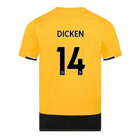 Kandiny Férfi Amy Dicken #14 Sárga Fekete Hazai Jersey 2022/23 Mez Póló Ing