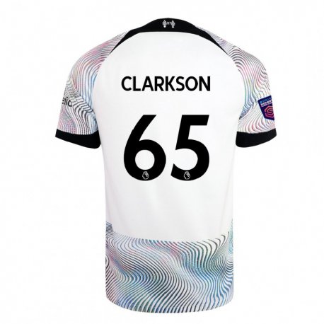 Kandiny Férfi Leighton Clarkson #65 Fehér Színes Idegenbeli Jersey 2022/23 Mez Póló Ing