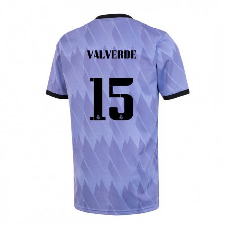 Kandiny Férfi Federico Valverde #15 Lila Fekete Idegenbeli Jersey 2022/23 Mez Póló Ing