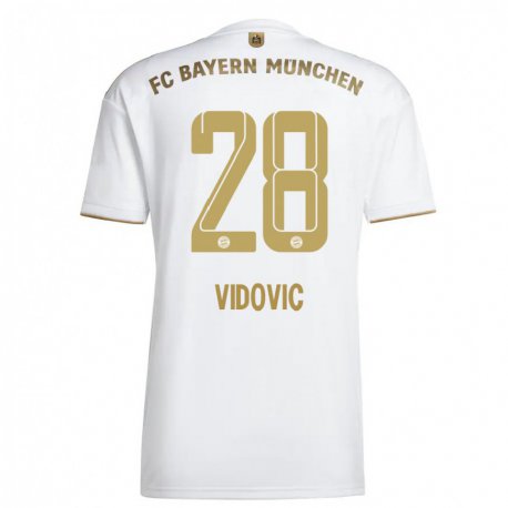 Kandiny Férfi Gabriel Vidovic #28 Fehér Aranypénz Idegenbeli Jersey 2022/23 Mez Póló Ing