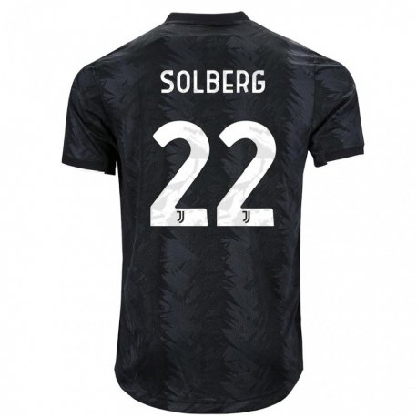 Kandiny Férfi Elias Solberg #22 Sötét Fekete Idegenbeli Jersey 2022/23 Mez Póló Ing