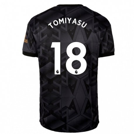 Kandiny Férfi Takehiro Tomiyasu #18 Fekete Szürke Idegenbeli Jersey 2022/23 Mez Póló Ing
