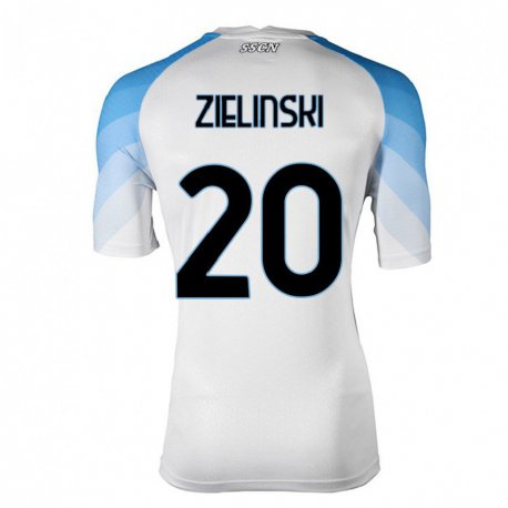 Kandiny Férfi Piotr Zielinski #20 Fehér ég Kék Idegenbeli Jersey 2022/23 Mez Póló Ing