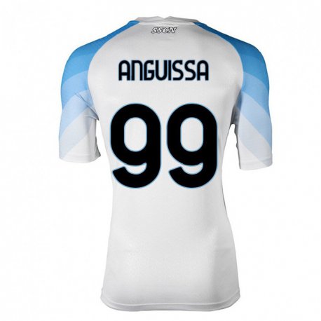 Kandiny Férfi Andre Zambo Anguissa #99 Fehér ég Kék Idegenbeli Jersey 2022/23 Mez Póló Ing