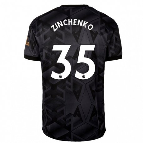 Kandiny Férfi Oleksandr Zinchenko #35 Fekete Szürke Idegenbeli Jersey 2022/23 Mez Póló Ing