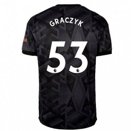 Kandiny Férfi Hubert Graczyk #53 Fekete Szürke Idegenbeli Jersey 2022/23 Mez Póló Ing