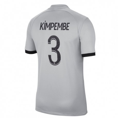 Kandiny Férfi Presnel Kimpembe #3 Szürke Idegenbeli Jersey 2022/23 Mez Póló Ing