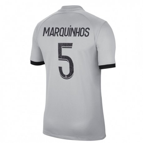 Kandiny Férfi Marquinhos #5 Szürke Idegenbeli Jersey 2022/23 Mez Póló Ing