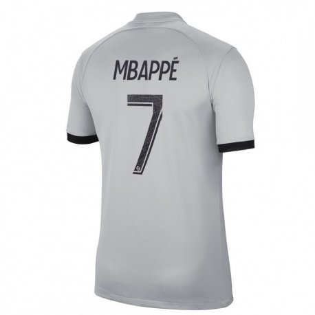 Kandiny Férfi Kylian Mbappe #7 Szürke Idegenbeli Jersey 2022/23 Mez Póló Ing