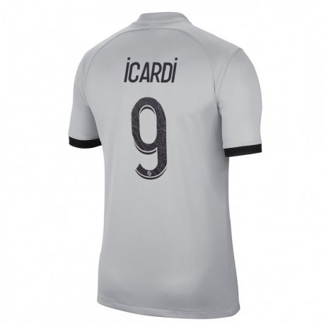 Kandiny Férfi Mauro Icardi #9 Szürke Idegenbeli Jersey 2022/23 Mez Póló Ing