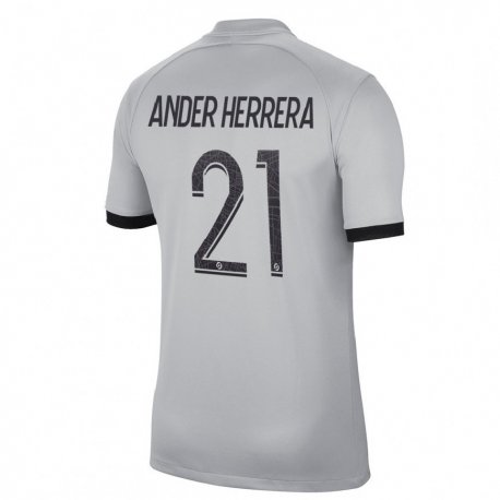 Kandiny Férfi Ander Herrera #21 Szürke Idegenbeli Jersey 2022/23 Mez Póló Ing