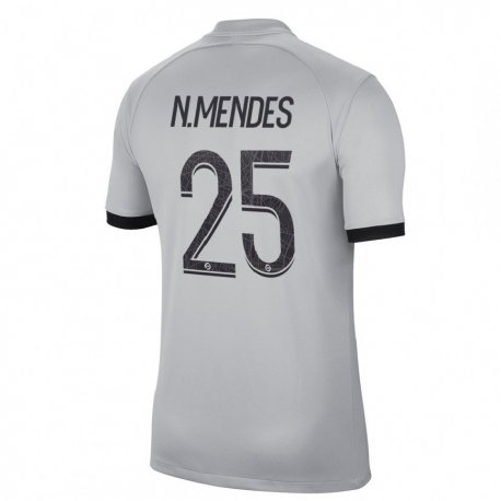 Kandiny Férfi Nuno Mendes #25 Szürke Idegenbeli Jersey 2022/23 Mez Póló Ing