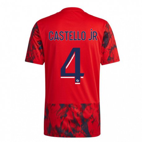 Kandiny Férfi Castello Lukeba #4 Vörös Tér Idegenbeli Jersey 2022/23 Mez Póló Ing