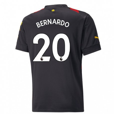 Kandiny Férfi Bernardo Silva #20 Fekete Piros Idegenbeli Jersey 2022/23 Mez Póló Ing