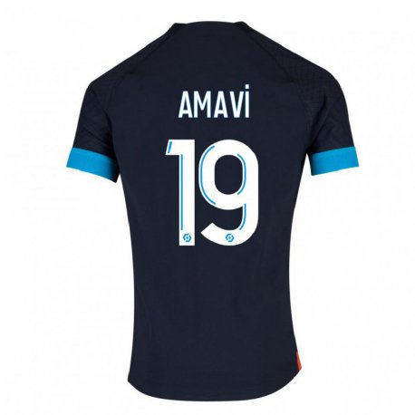Kandiny Férfi Jordan Amavi #19 Fekete Olimpiát Idegenbeli Jersey 2022/23 Mez Póló Ing