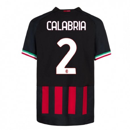 Kandiny Női Davide Calabria #2 Fekete Piros Hazai Jersey 2022/23 Mez Póló Ing