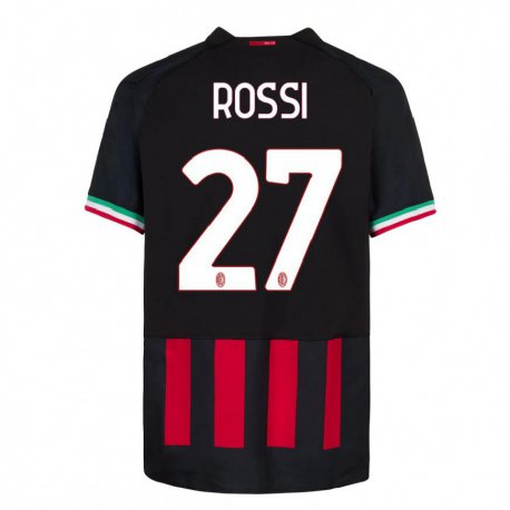 Kandiny Női Leonardo Rossi #27 Fekete Piros Hazai Jersey 2022/23 Mez Póló Ing
