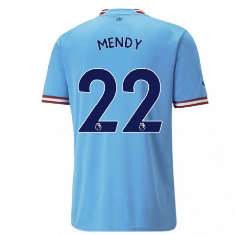 Kandiny Női Benjamin Mendy #22 Kék Piros Hazai Jersey 2022/23 Mez Póló Ing