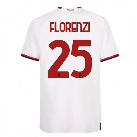 Kandiny Női Alessandro Florenzi #25 Fehér Piros Idegenbeli Jersey 2022/23 Mez Póló Ing