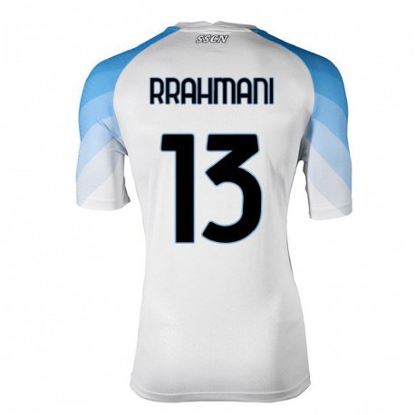 Kandiny Női Amir Rrahmani #13 Fehér ég Kék Idegenbeli Jersey 2022/23 Mez Póló Ing
