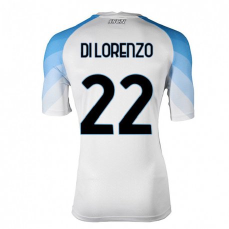 Kandiny Női Giovanni Di Lorenzo #22 Fehér ég Kék Idegenbeli Jersey 2022/23 Mez Póló Ing