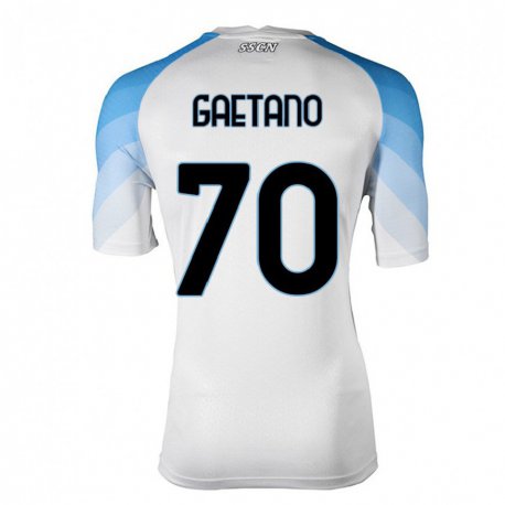Kandiny Női Gianluca Gaetano #70 Fehér ég Kék Idegenbeli Jersey 2022/23 Mez Póló Ing