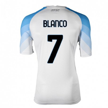 Kandiny Női Gimena Blanco #7 Fehér ég Kék Idegenbeli Jersey 2022/23 Mez Póló Ing