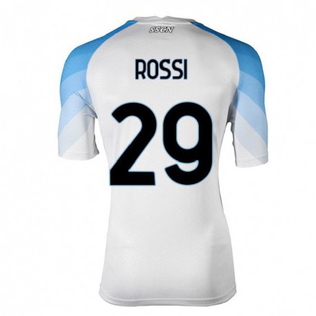 Kandiny Női Francesco Rossi #29 Fehér ég Kék Idegenbeli Jersey 2022/23 Mez Póló Ing
