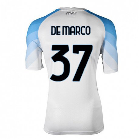 Kandiny Női Francesco De Marco #37 Fehér ég Kék Idegenbeli Jersey 2022/23 Mez Póló Ing