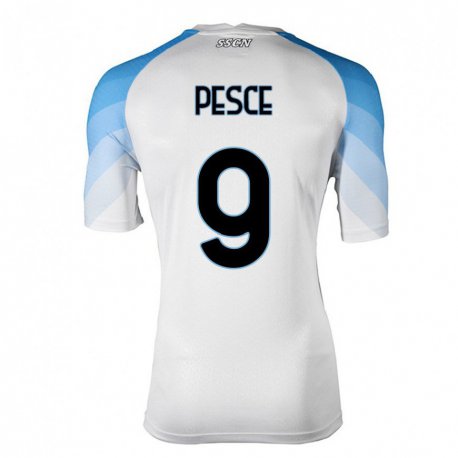 Kandiny Női Antonio Pesce #9 Fehér ég Kék Idegenbeli Jersey 2022/23 Mez Póló Ing