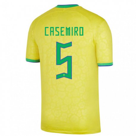 Kandiny Gyermek Brazil Casemiro #5 Sárga Hazai Jersey 22-24 Mez Póló Ing