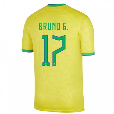 Kandiny Gyermek Brazil Bruno Guimaraes #17 Sárga Hazai Jersey 22-24 Mez Póló Ing