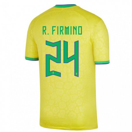 Kandiny Gyermek Brazil Roberto Firmino #24 Sárga Hazai Jersey 22-24 Mez Póló Ing