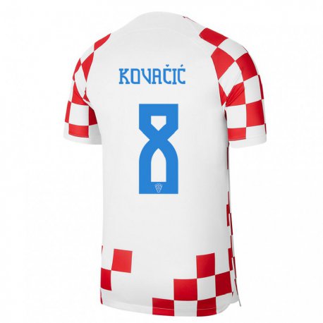 Kandiny Gyermek Horvát Mateo Kovacic #8 Piros Fehér Hazai Jersey 22-24 Mez Póló Ing